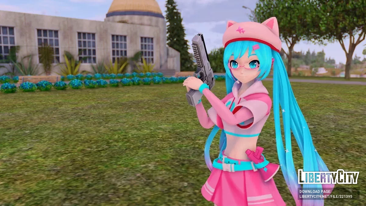 PDFT Hatsune Miku Fortnite Neko + анимированное лицо / GTA San Andreas