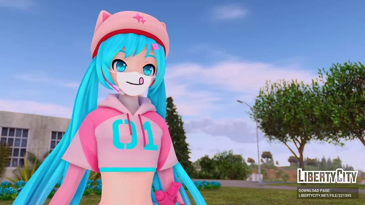 PDFT Hatsune Miku Fortnite Neko + анимированное лицо / GTA San Andreas