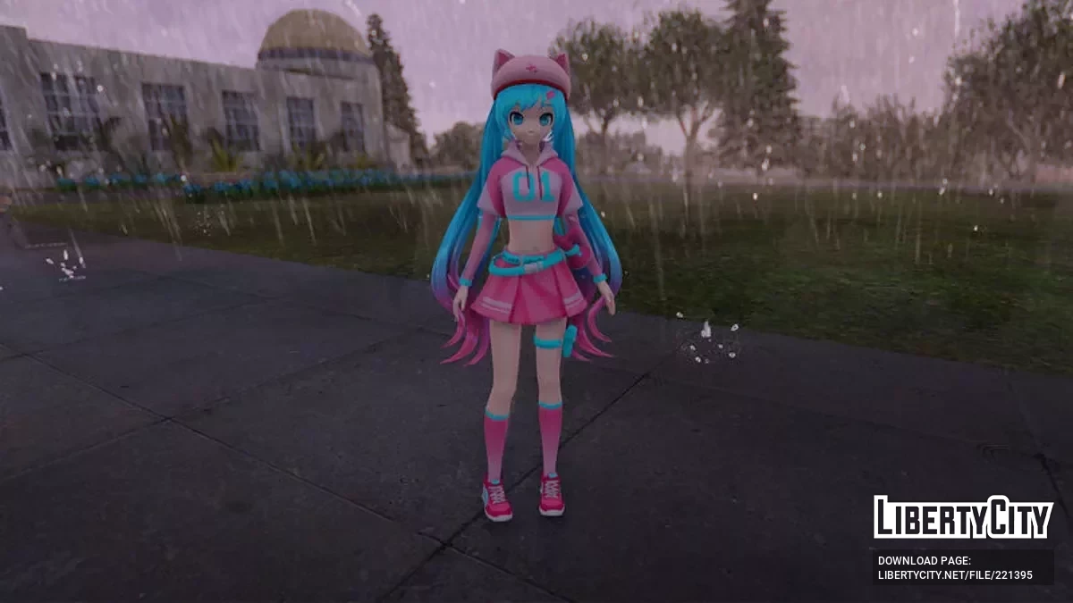 PDFT Hatsune Miku Fortnite Neko + анимированное лицо / GTA San Andreas