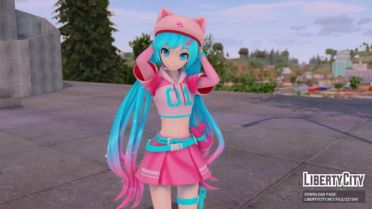 PDFT Hatsune Miku Fortnite Neko + анимированное лицо / GTA San Andreas