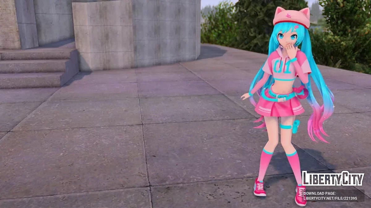 PDFT Hatsune Miku Fortnite Neko + анимированное лицо / GTA San Andreas