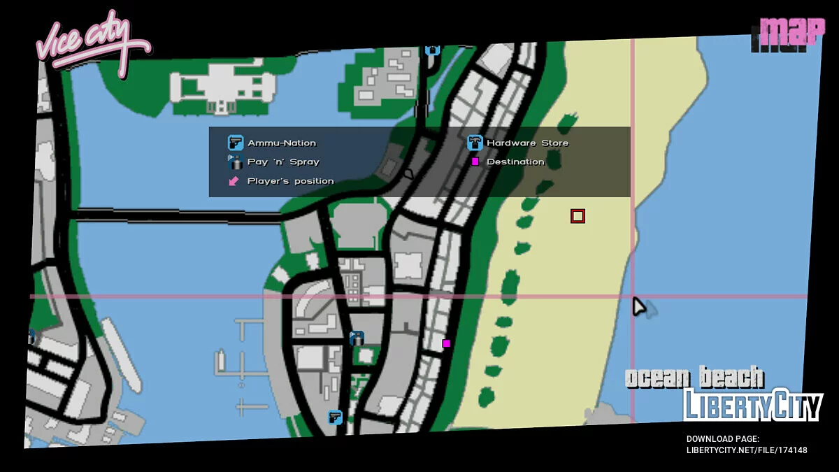 Переделанная карта в меню игры / GTA Vice City